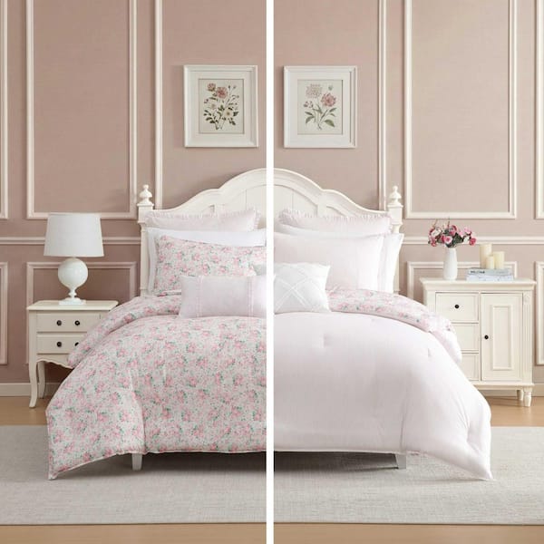 Laura Ashley Pamelas Posies Reversible 5-Piece Light Pink Cotton
