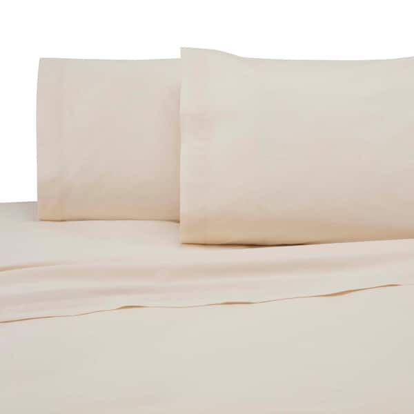 Photo 1 of 4-Piece Ivory Solid 225 Thread Count Cotton Blend Queen Sheet Set
