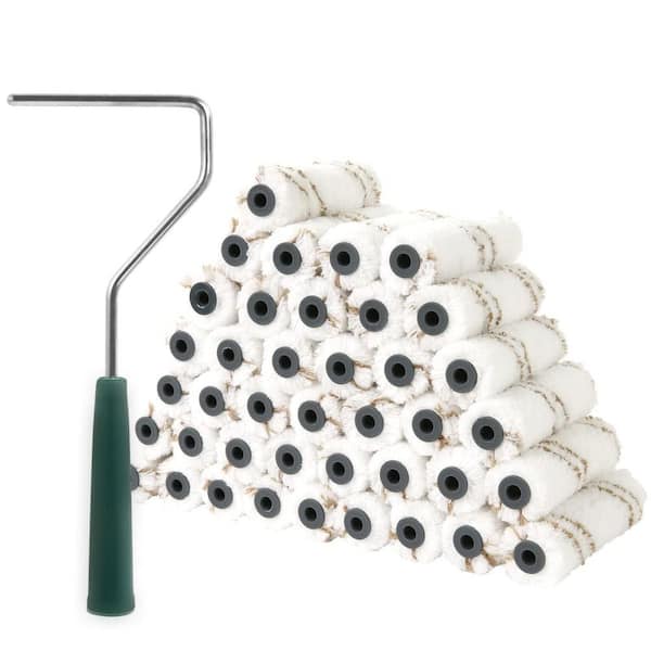 4 in. Small Microfiber Paint Roller with Roller Frame Kit, Mini Paint Rollers for Painting Walls (40 Pack)