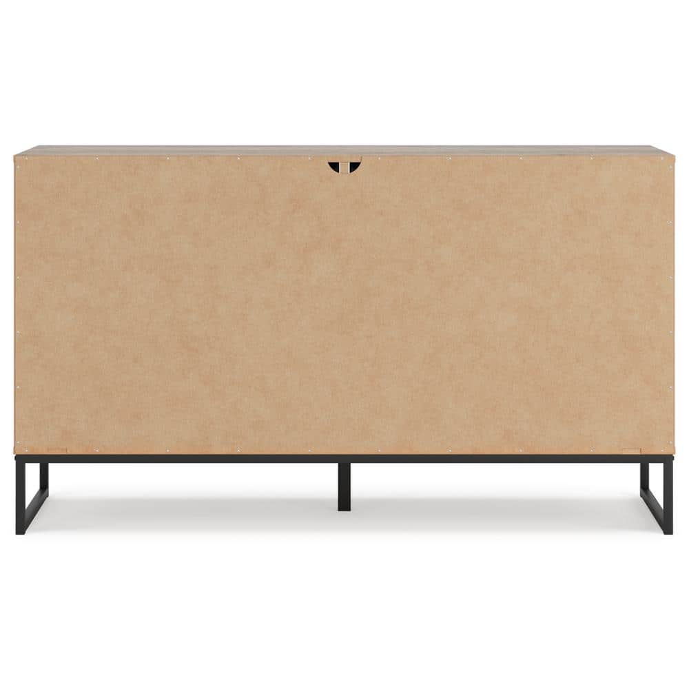 Honey Brown Mid-Century Modern 6-Drawer Dresser with Metal Legs