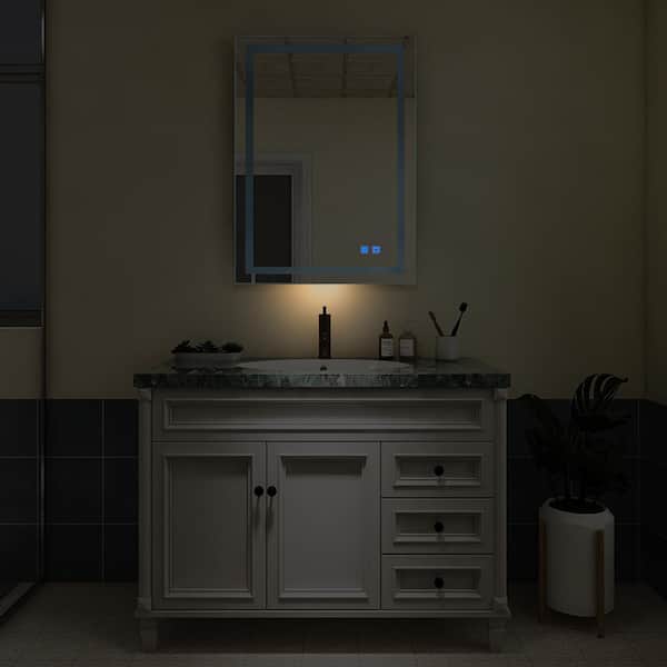 Exbrite 28 In X 36 Frameless Vertical Horizontal Mounted Anti Fog Dimmable Front Lighted Bathroom Vanity Mirror Night Light Js 2836r 4 E - Best Lighted Bathroom Vanity Mirror