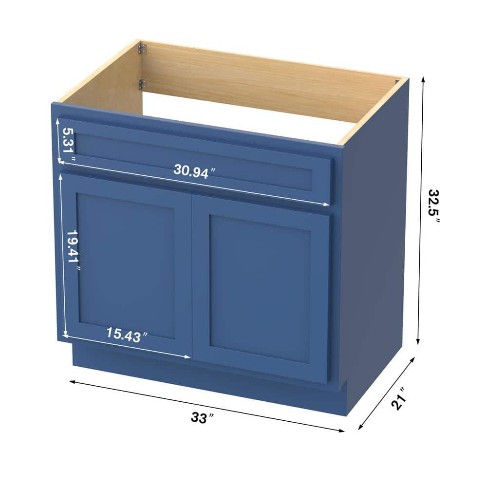 Elegant Blue Shaker Style Single Sink Bathroom Vanity Cabinet