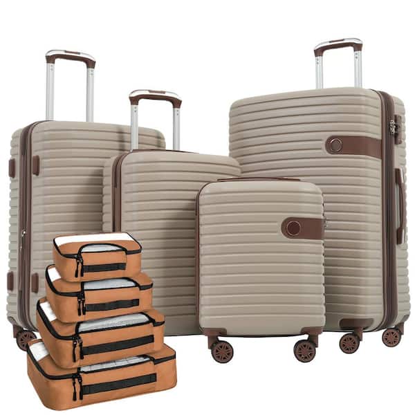 Unbranded 4-Piece Luggage Set, ABS Hardshell Luggage Set Suitcase Set with TSA Compliant (16/20/24/28+4 Packing Cubes), Khaki