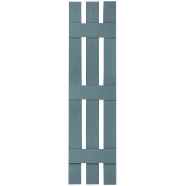 Ekena Millwork 12 in. x 55 in. Lifetime Vinyl Custom Three Board Spaced Board and Batten Shutters Pair Wedgewood Blue