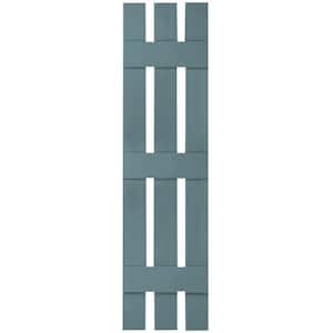 12 in. x 58 in. Lifetime Vinyl TailorMade Three Board Spaced Board and Batten Shutters Pair Wedgewood Blue