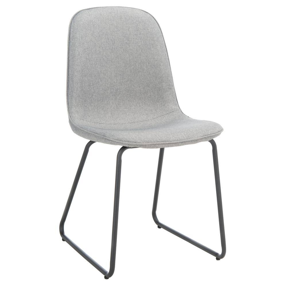 Makalu Grey Upholstered Dining Chair Set with Black Legs