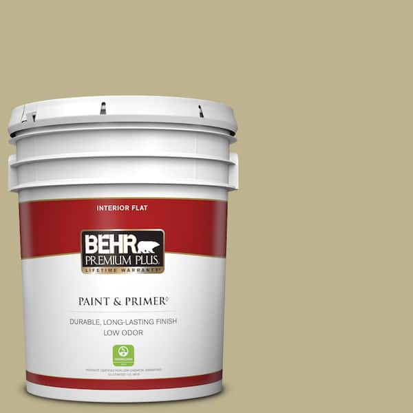 BEHR PREMIUM PLUS 5 gal. #PPU9-10 Wasabi Powder Flat Low Odor Interior Paint & Primer