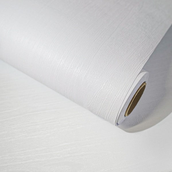 Pure White Wood Grain Peel and Stick Wallpaper Roll Vinyl Waterproof Self Adhesive Contact Paper (Covers 36 sq. ft.)
