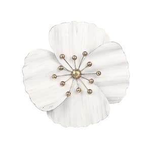 16 in. Metal White Wall Flower