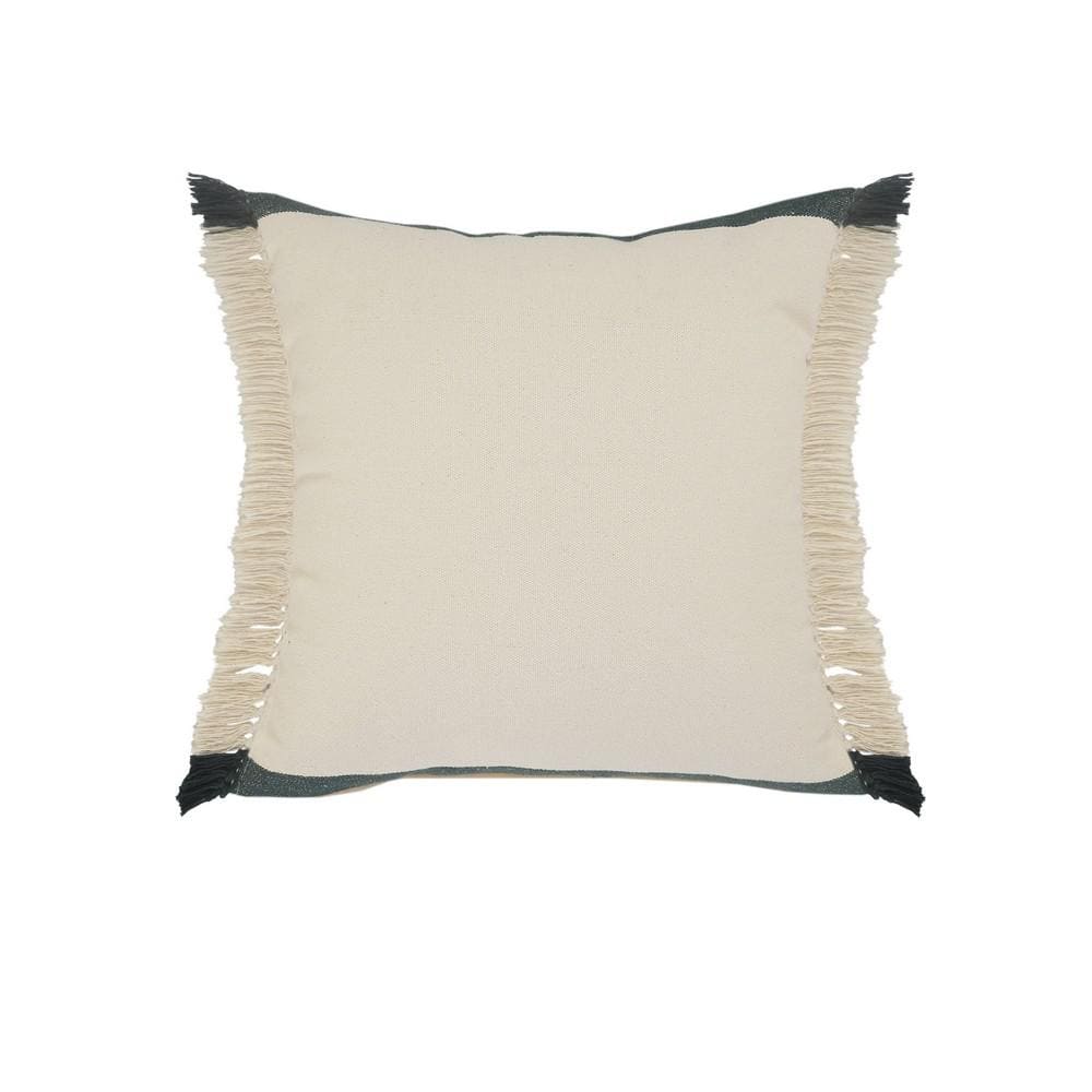 Juniper Green/White Striped Fringed Soft Poly-Fill 20 in. x 20 in. Lumbar I