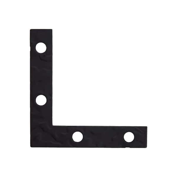 Everbilt (4-Pack) 4 in. Black Hammered Flat Corner Brace
