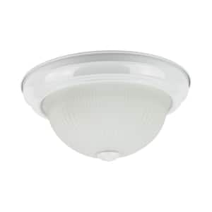 11 in. 2-Light White Decorative Dome Ceiling Flush Mount Fixture with Frosted Glass Shade