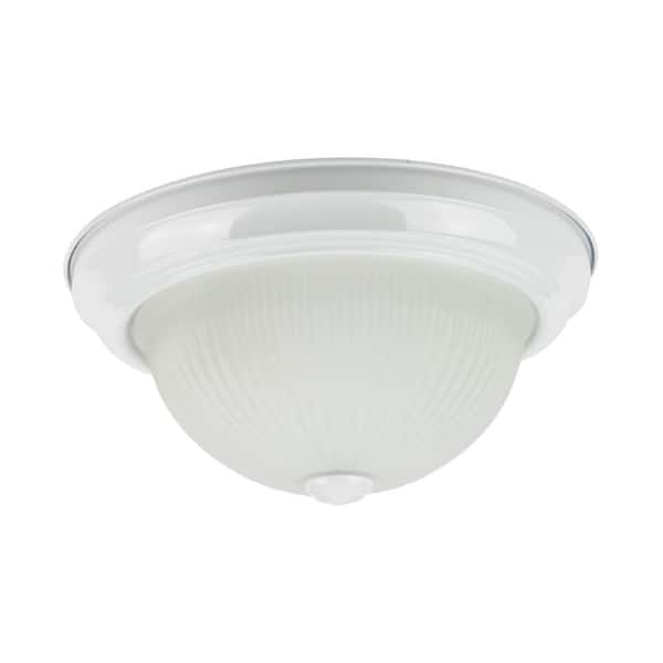 Sunlite 11 in. 2-Light White Decorative Dome Ceiling Flush Mount Fixture with Frosted Glass Shade