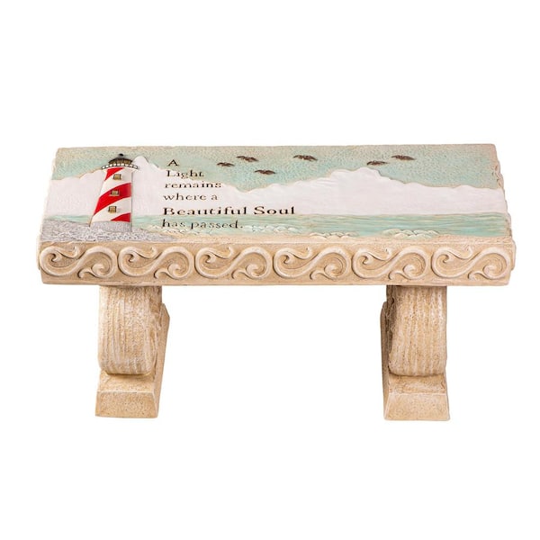 Evergreen Enterprises A Light Remains where a Beautiful Soul has Passed LED Memorial Bench Garden Statue