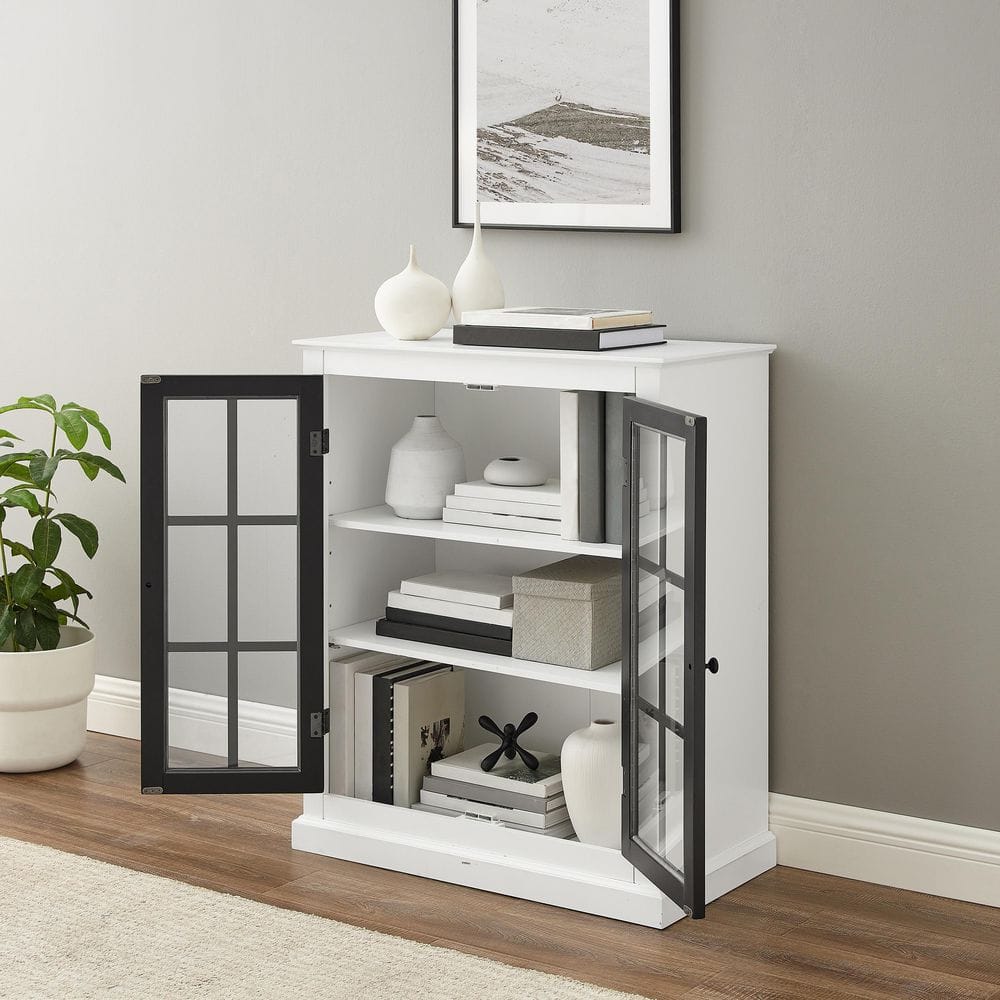 Cecily Black and White MDF Freestanding Office Storage Cabinet