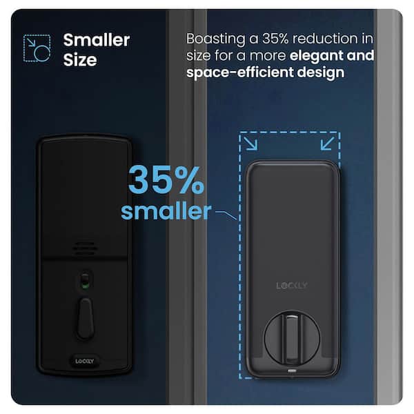 Lockly - Visage Facial Recognition Zeno Matte Black Deadbolt Wi-Fi Smart Lock, Home Key, Fingerprint, Keypad, Siri/Alexa/Google