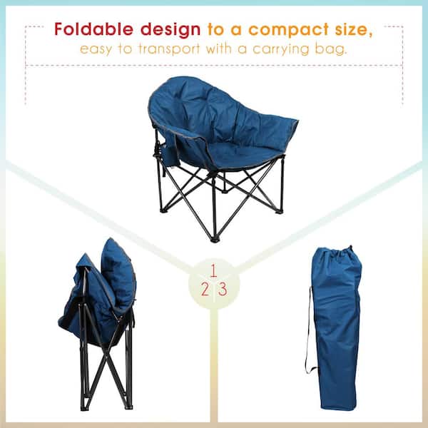 PHI VILLA Folding Moon Camping Chair Heavy-Duty Saucer Chair With Carrying  Bag Peacock Blue Pedded Chair THD-E01CC-410 - The Home Depot