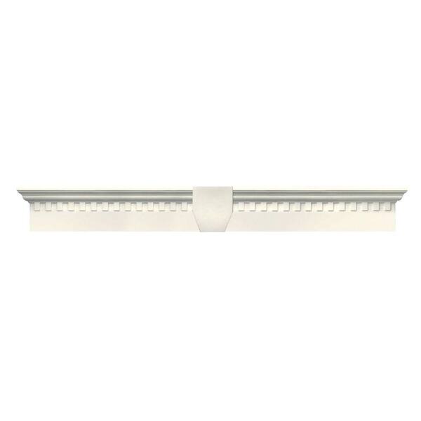 Builders Edge 6 in. x 43 5/8 in. Classic Dentil Window Header with Keystone in 034 Parchment