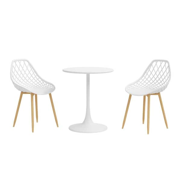 Jamesdar Kurv 3-Piece Bistro Set, White and Natural