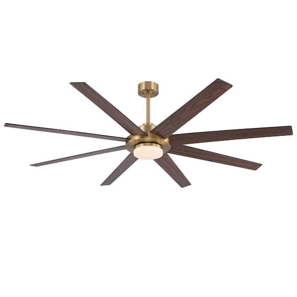 60 in. (5 ft.) 8-Black and Walnut Wood Blades Indoor Nab Gold LED Ceiling Fan with Remote