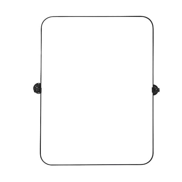 Black 24 in W x 36 in. H Modern Rectangle Metal Framed Pivoted Wall Vanity Mirror