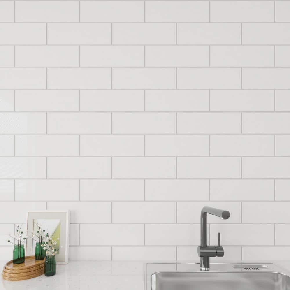 Alabaster Glass Subway 4" x 12" Wall Tile