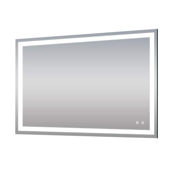 FUNKOL 40 in. W x 32 in. H Rectangular Framed Glass Wall Mounted Bathroom Vanity Mirror in White