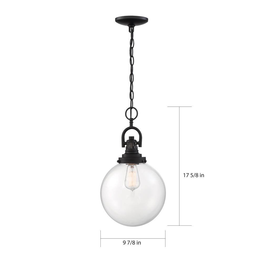 Aged Bronze Glass Globe Pendant Light with Adjustable Chain