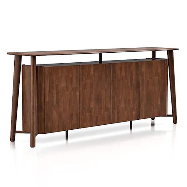 Shelun IV Rich Walnut Wood 82.5 in. Buffet Server with Hidden Drawers