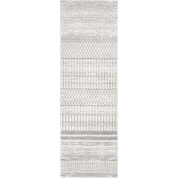 nuLOOM Nova Stripes Gray 3 x 12 Indoor/Outdoor Runner Rug