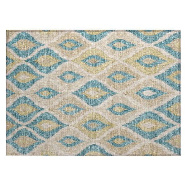 Chantille Machine Washable Indoor/Outdoor Abstract ACN3121 Teal 3 ft. x 4 ft. Area Rug
