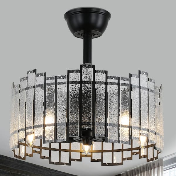 Unbranded Clyde 19 in. Indoor Black Glam Crystal Modern Luxury Ceiling Fan with Lights, 3-Speed Reversible Ceiling Fan w/Remote