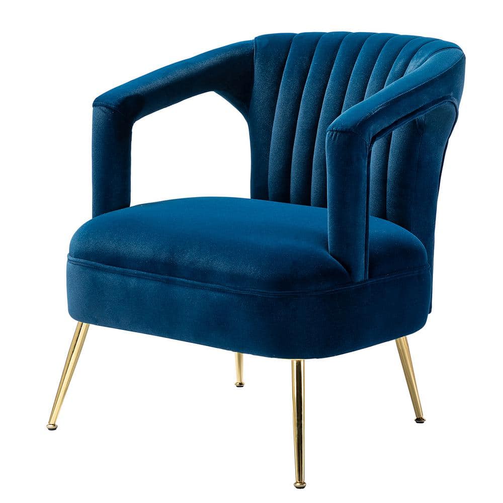 JAYDEN CREATION Almudena Navy Barrel Arm Chair with Tufted Design ...