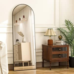 17.3 in. W x 57.9 in. H Arched Modern Black Aluminum Framed Full Length Mirror Floor Mirror