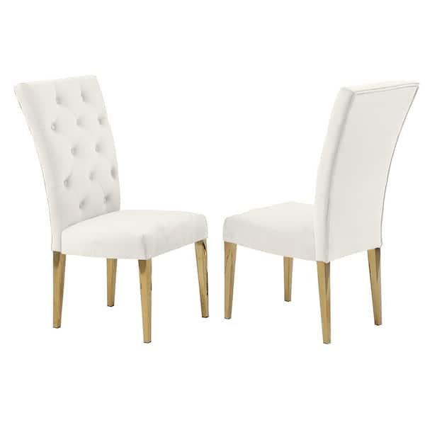 Best Master Furniture Lexington Cream/Gold Tufted Velvet Parsons