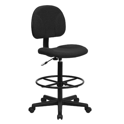 Black Patterned Fabric Ergonomic Drafting Chair (Adjustable Range 22.5 in. - 27 in. H or 26 in. - 30.5 in. H)