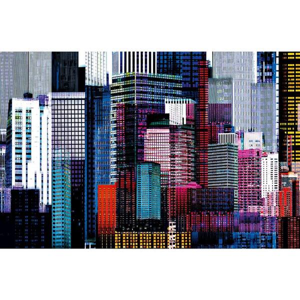 Ideal Decor 45 in. x 69 in. Colorful Skyscrapers Wall Mural