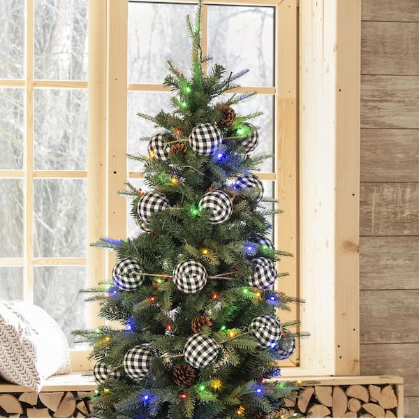 2-Pack 72 in. Black and White Plaid Fabric Garland