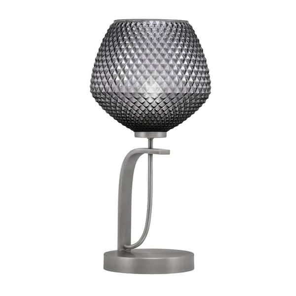 Unbranded Olympia 19 in. Graphite Piano Desk Lamp with Smoke Textured Glass Shade