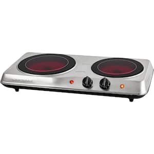 MegaChef Portable Dual Electric Coil Cooktop in Black - 8729907