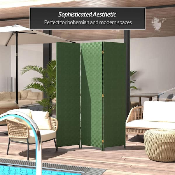 6 ft. Green 3-Panel Room Divider