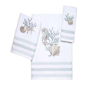 3-Piece White Coastal Terrazzo Cotton Towel Set