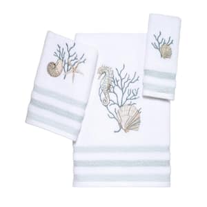 3-Piece White Coastal Terrazzo Cotton Towel Set