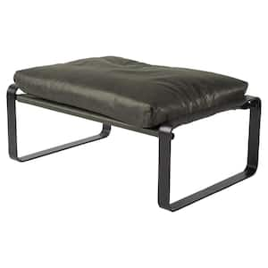 Hornet II 14 in. H Black Leather Black Metal Base Ottoman