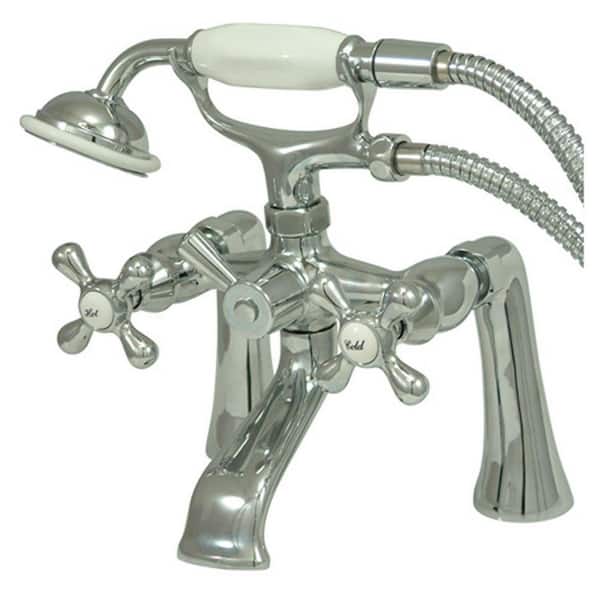 Aqua Eden Victorian 3-Handle Deck-Mount Claw Foot Tub Faucet with Handshower in Chrome