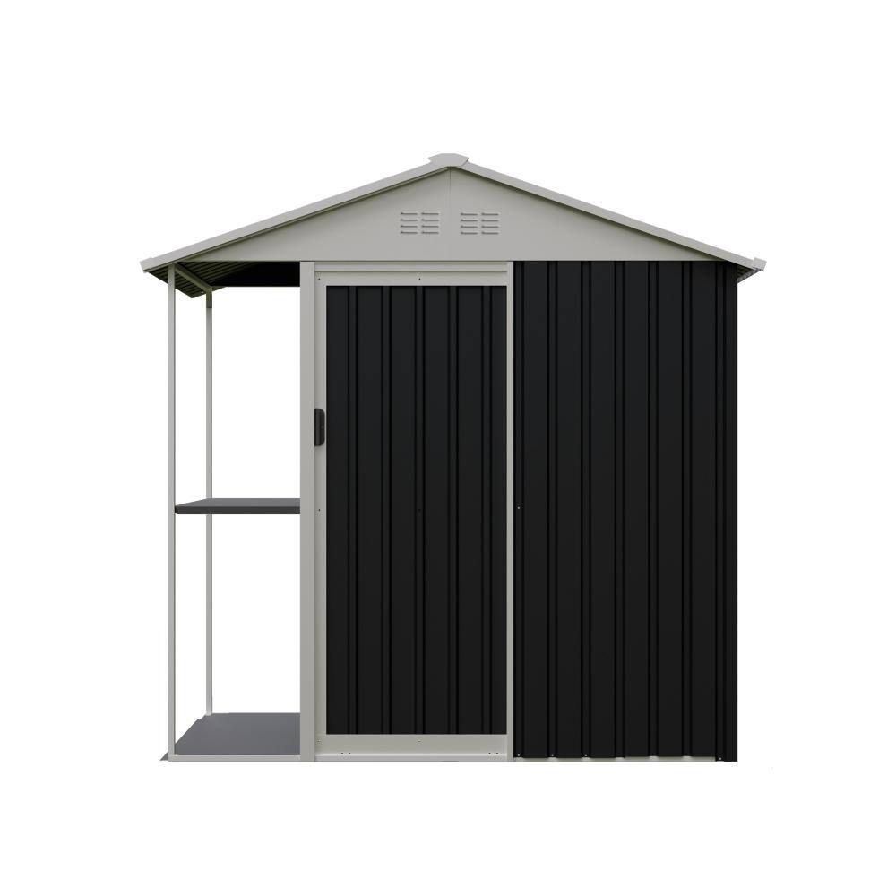 6 ft. W x 4 ft. D Grey Outdoor Metal Storage Shed with Storage Shelves  for Lawn Backyard Patio (24 sq. ft.) price history on PriceWatchPro