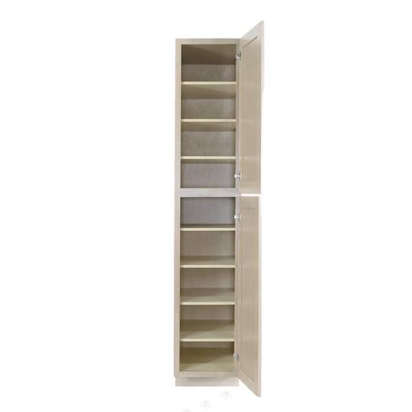 LIFEART CABINETRY Lancaster Shaker Assembled 18x96x27 in. Tall Pantry with 2 Doors in Stone Wash