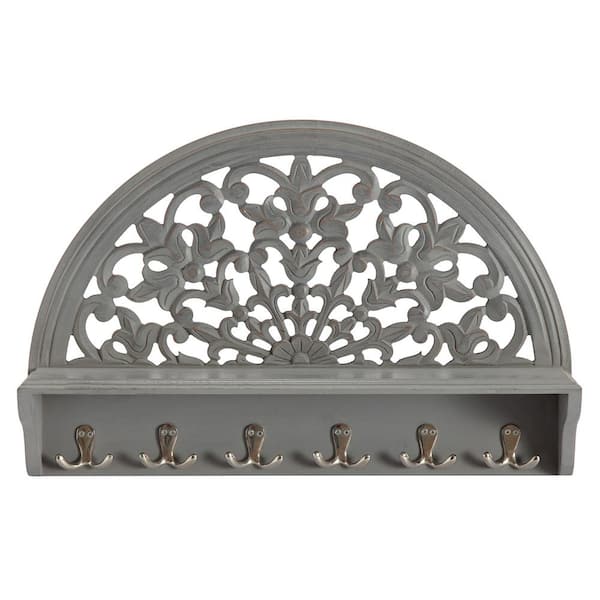 Habitat 5 in. x 16 in. x 24 in. Round Grey MDF Carved Decorative Wall Hanging Shelf Without Brackets