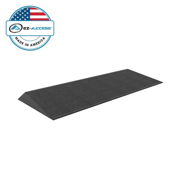 EZ-ACCESS TRANSITIONS 14 in. L x 40 in. W x 1.5 in. H Angled Entry Door Threshold Mat, Black, Rubber