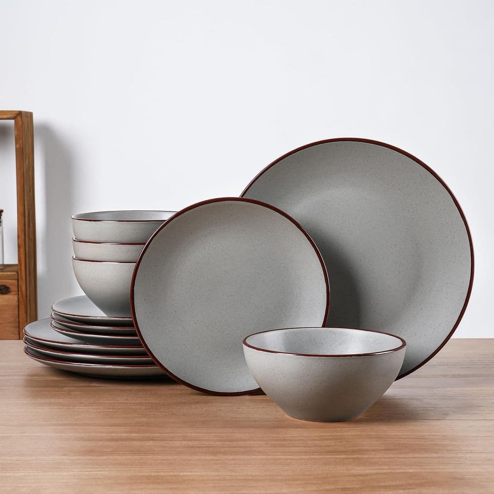 12-Piece Stoneware Speckled Dinnerware Set - Thumbnail 2